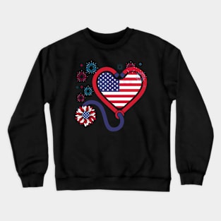 Patriotic Nurse 4th Of July American Flag Independence Day Crewneck Sweatshirt